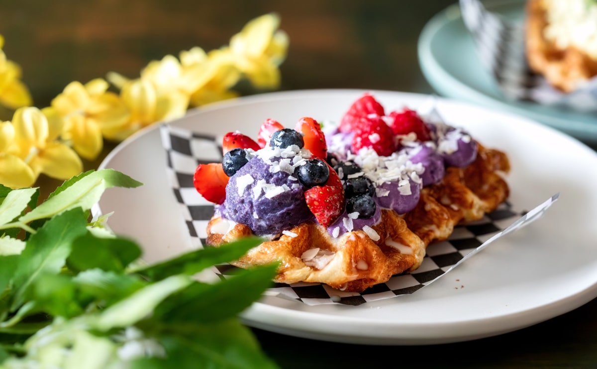 Vegan Ube Mochi Waffles Vegan Ube Mochi Waffles